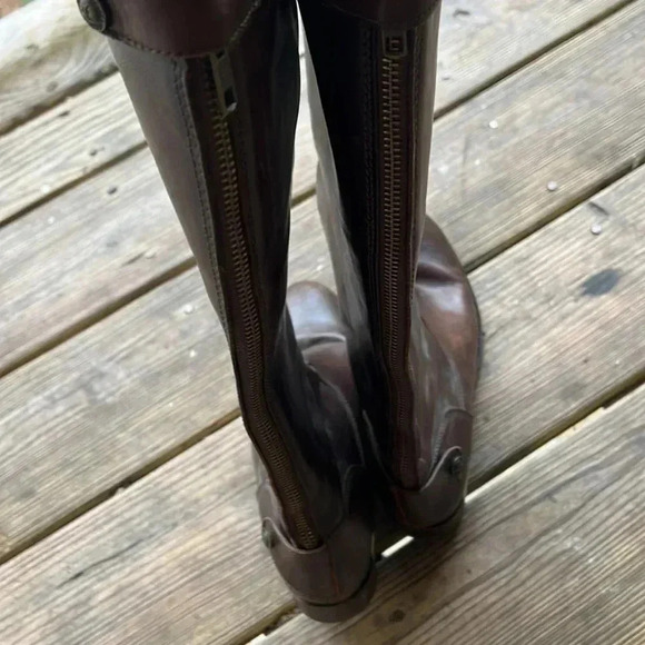 FRYE brown tall back zip boots size 7 - Picture 3 of 8